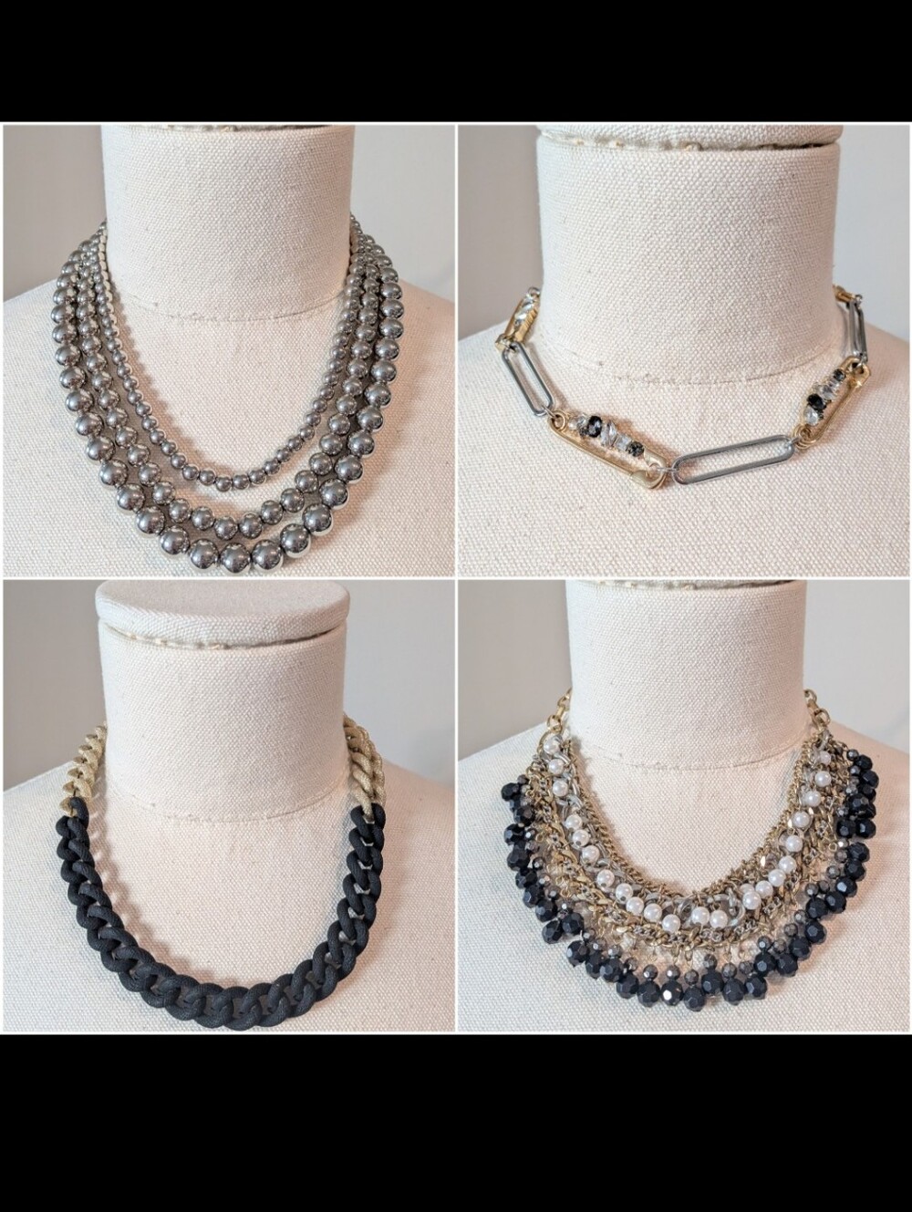 Statement Necklace Lot x4 Y2K Edgy Punk Pearl Chain Choker
